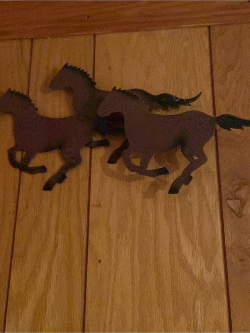 Metal Galloping Horses Wall Art in Brown